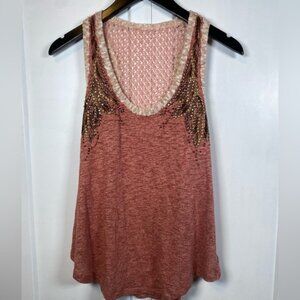 Miss Me Embellished Rusty Pink knit Tank TopBohomedium